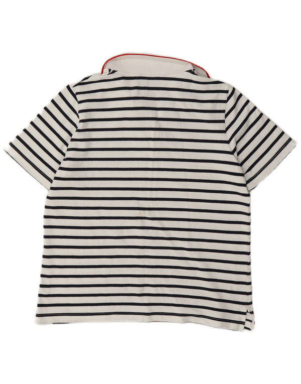 Camisa polo feminina Crew Clothing UK 12 algodão listrado branco médio