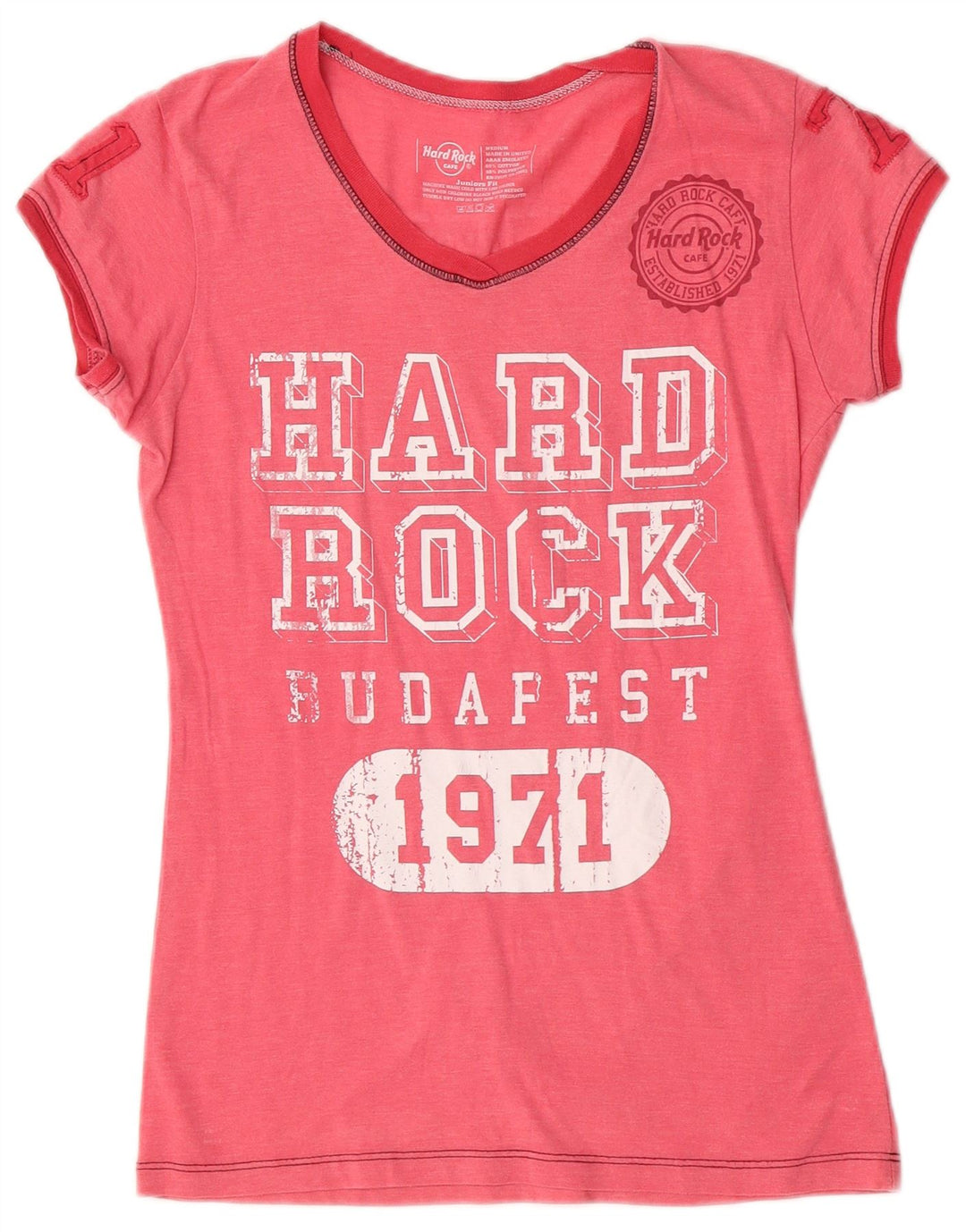 Camiseta feminina de manga curta com estampa Hard Rock Cafe UK 12 rosa médio