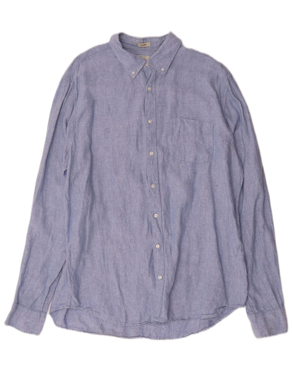 J. Crew Mens Tall Classic Fit Shirt XL Blue Linen