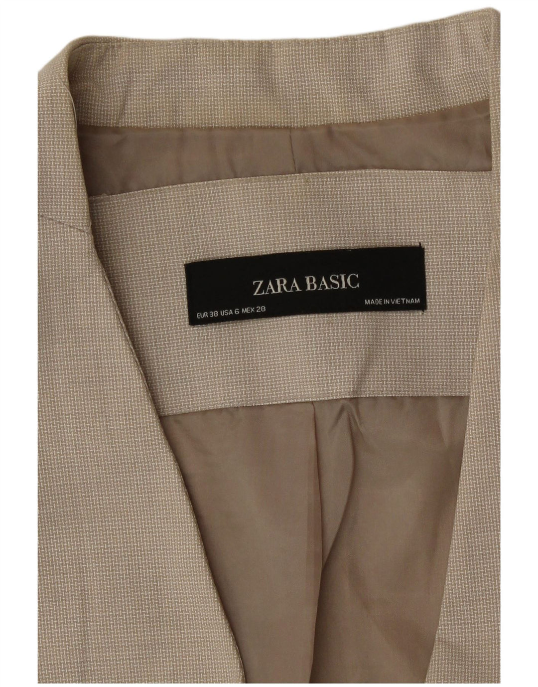 Jaqueta blazer feminina Zara com 1 botão EU 38 pequeno bege houndstooth