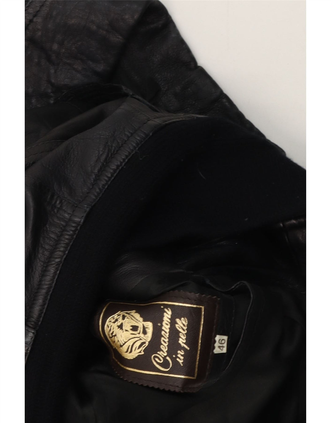 Jaqueta de couro feminina vintage IT 46 grande couro preto