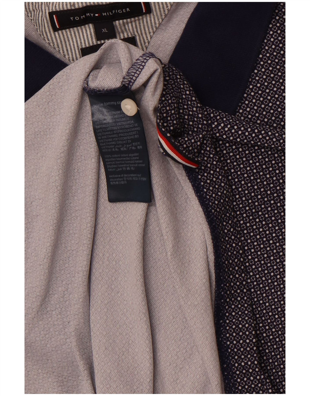 Camisa polo masculina TOMMY HILFIGER XL azul marinho algodão manchado