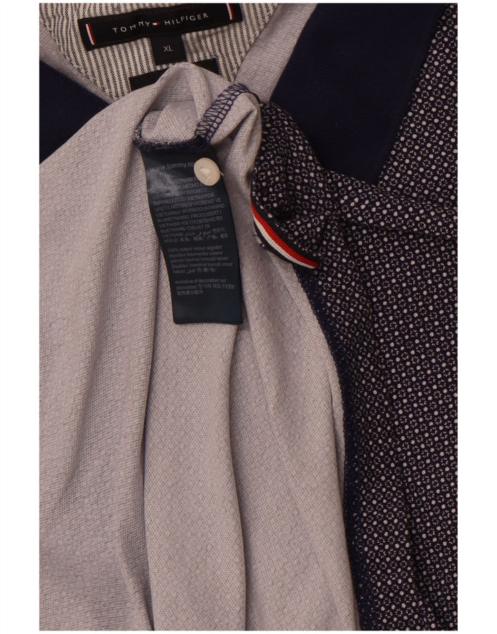 Camisa polo masculina TOMMY HILFIGER XL azul marinho algodão manchado