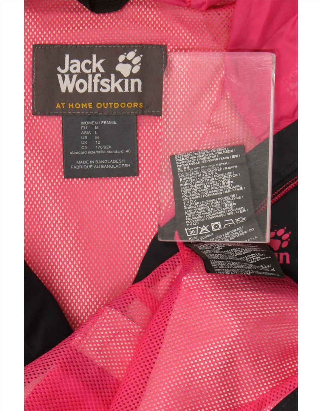Jaqueta de chuva feminina com capuz Jack Wolfskin Reino Unido 12 poliéster preto médio