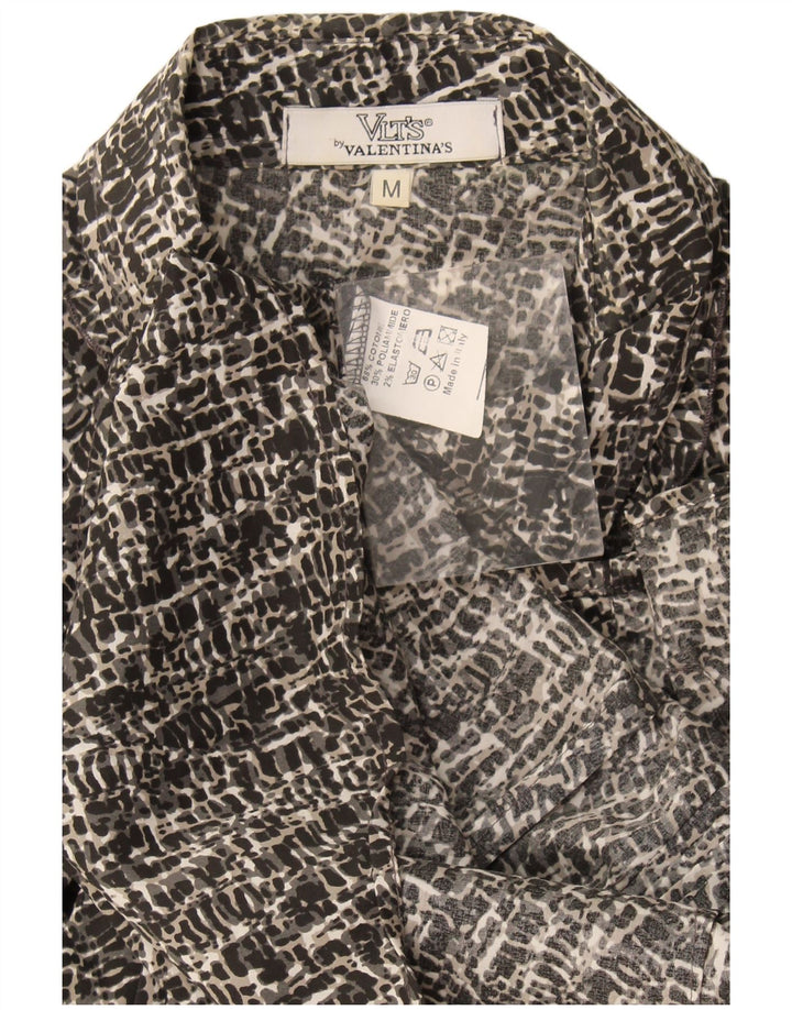 Camisa feminina com estampa abstrata Valentina Reino Unido 14 algodão cinza médio