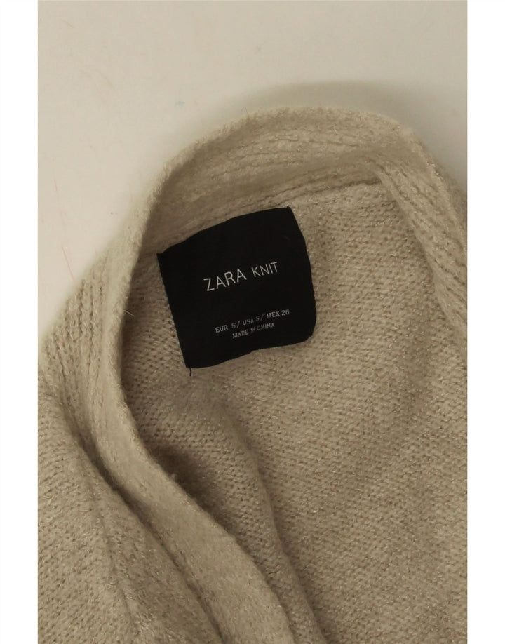 Zara Suéter Cardigan Aberto Feminino Reino Unido 10 Pequeno Bege