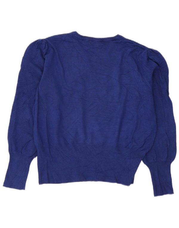 Suéter feminino Marks & Spencer com gola redonda e gola redonda Reino Unido 16 grande azul marinho