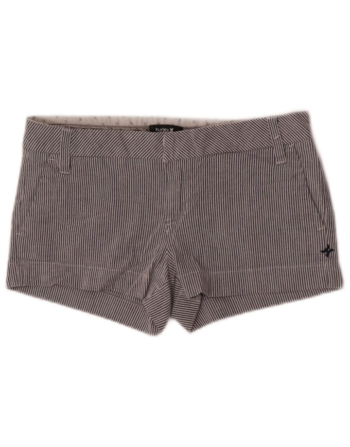 Calça quente feminina Hurley US 7 médio W32 algodão listrado azul