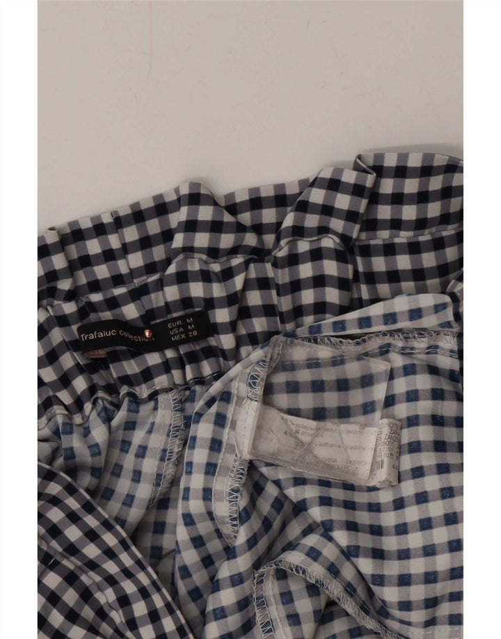 Calça feminina Zara Cullotes Capri médio W28 L22 azul marinho guingão