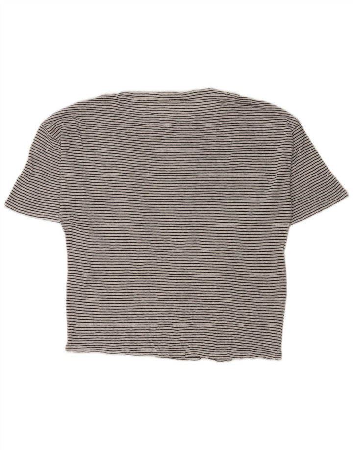 Camiseta feminina de fim de semana Max Mara UK 14 médio branco listrado náutico