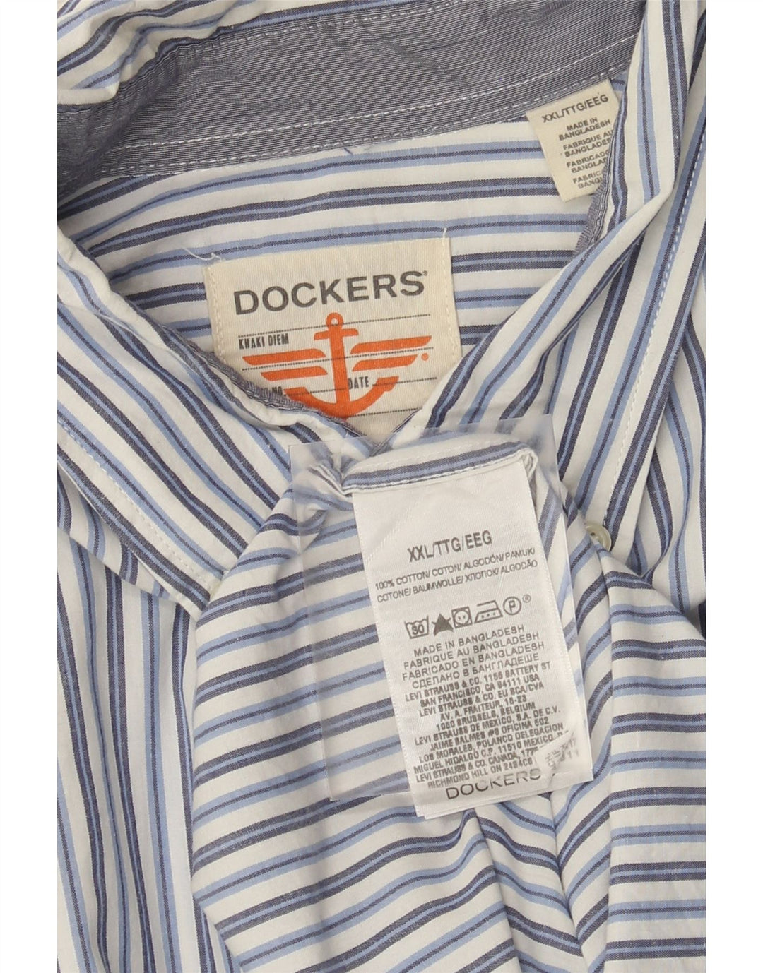 Camisa masculina Dockers 2XL algodão listrado azul