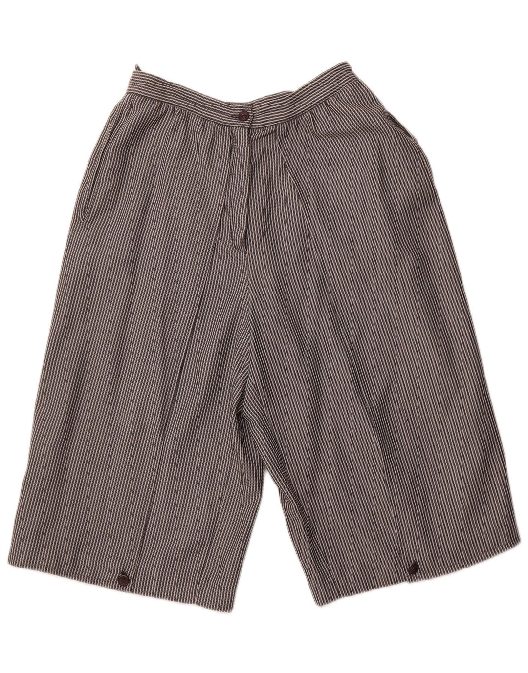 Bermuda feminina VINTAGE de cintura alta IT 44 médio W26 cinza listrado