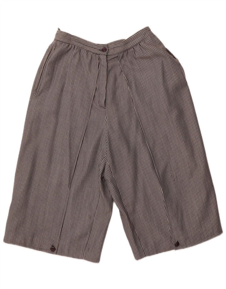 Bermuda feminina VINTAGE de cintura alta IT 44 médio W26 cinza listrado