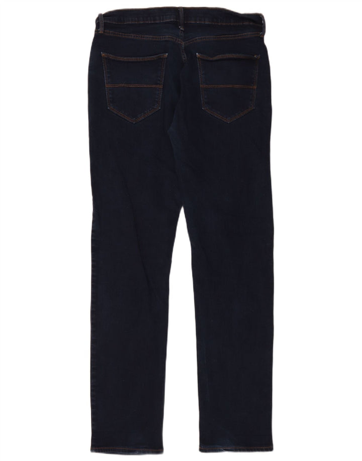 Jeans cônicos masculinos Marks & Spencer W34 L33 algodão azul marinho