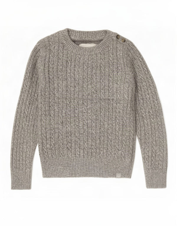 Superdry Womens Crew Neck Jumper Sweater UK 12 Medium Grey Flecked Acrylic