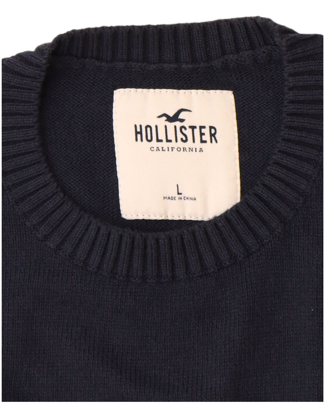 Suéter masculino Hollister com gola redonda grande azul marinho Argyle/Diamante