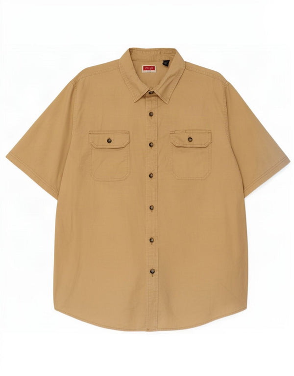 Camisa Wrangler masculina de manga curta XL algodão bege