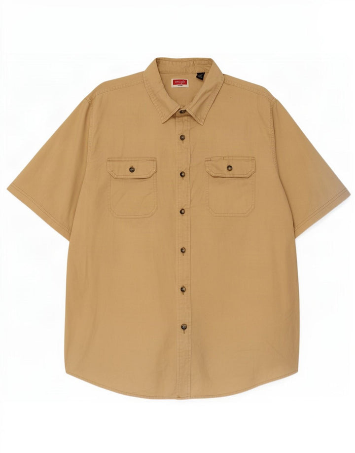 Camisa Wrangler masculina de manga curta XL algodão bege