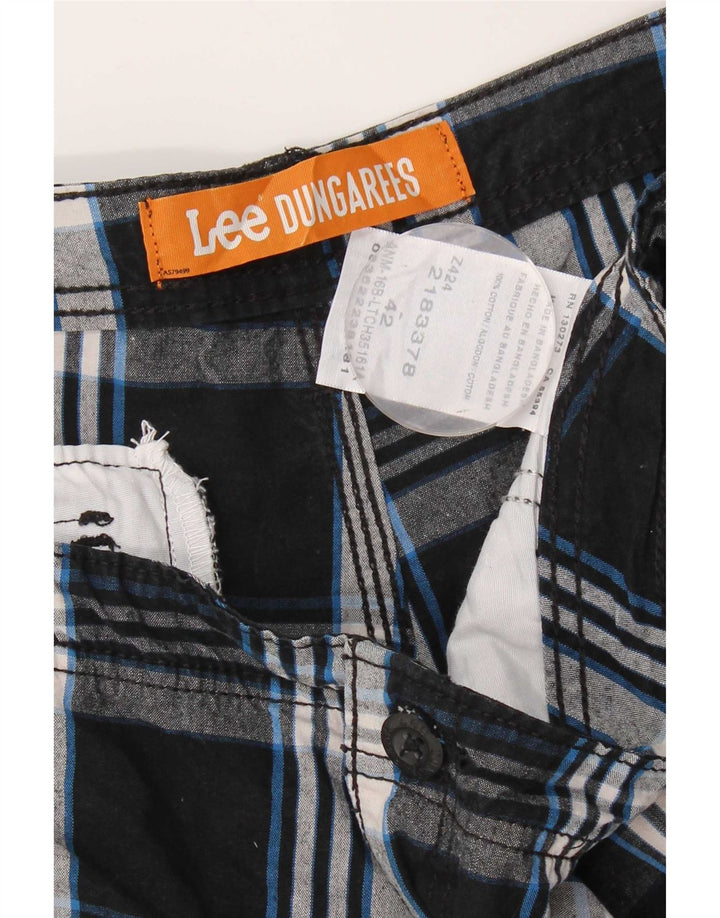 Shorts cargo masculinos Lee W42 2XL algodão xadrez preto