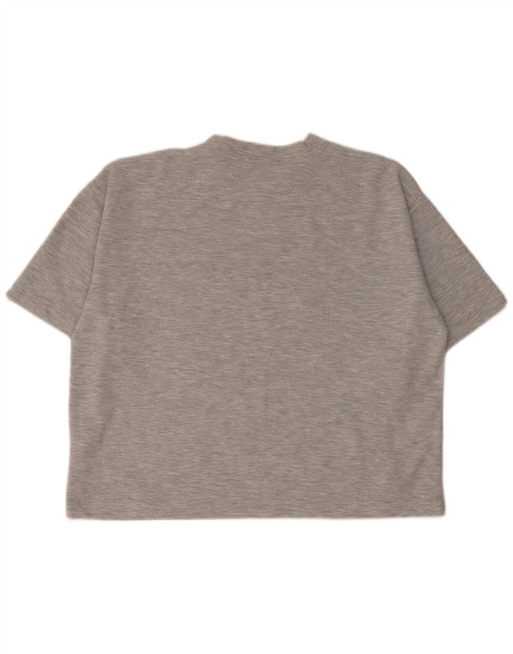 Camiseta feminina Zara UK 16 grande poliéster manchado cinza