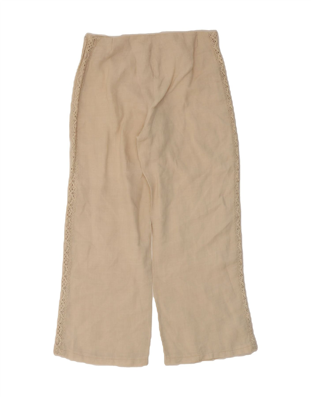 BLASTING Womens Wide Leg Cropped Trousers Medium W30 L26 Beige Linen Vintage Blasting and Second-Hand Blasting from Messina Hembry 
