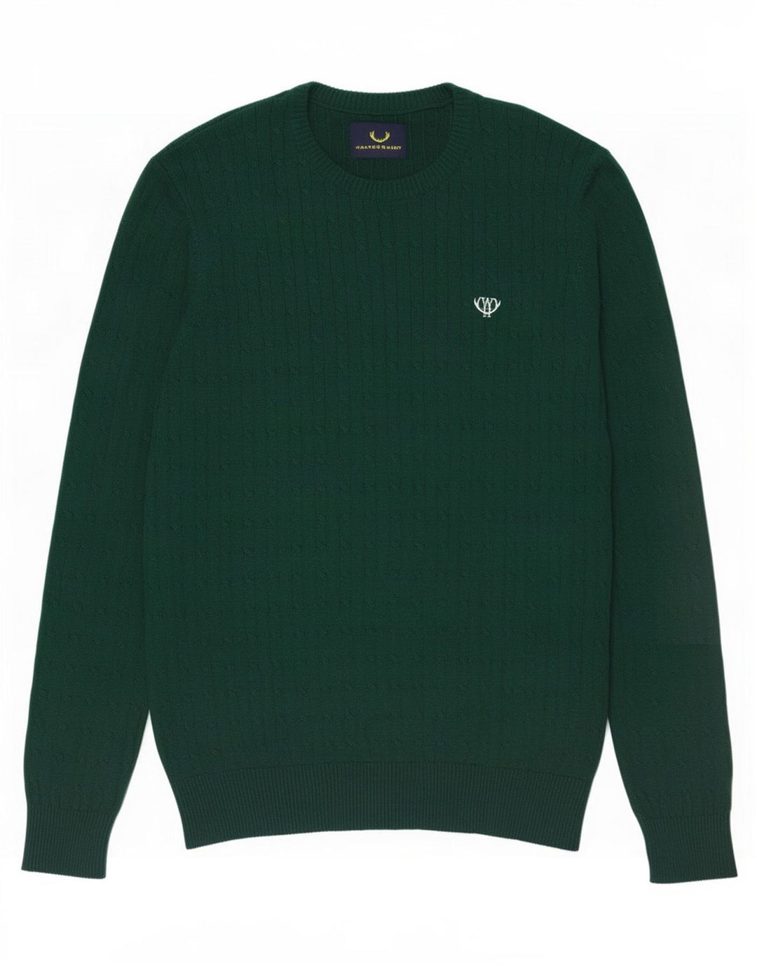 Suéter vintage masculino com gola redonda, algodão verde médio