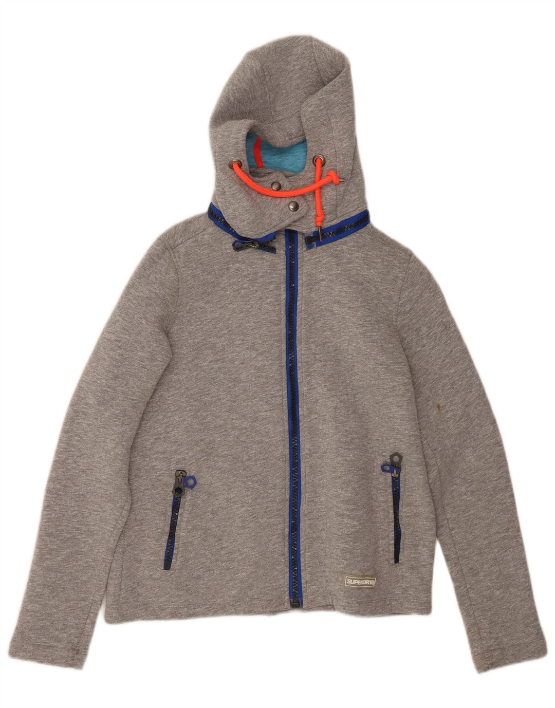 Suéter feminino com capuz e zíper SUPERDRY Reino Unido 10 poliéster cinza pequeno