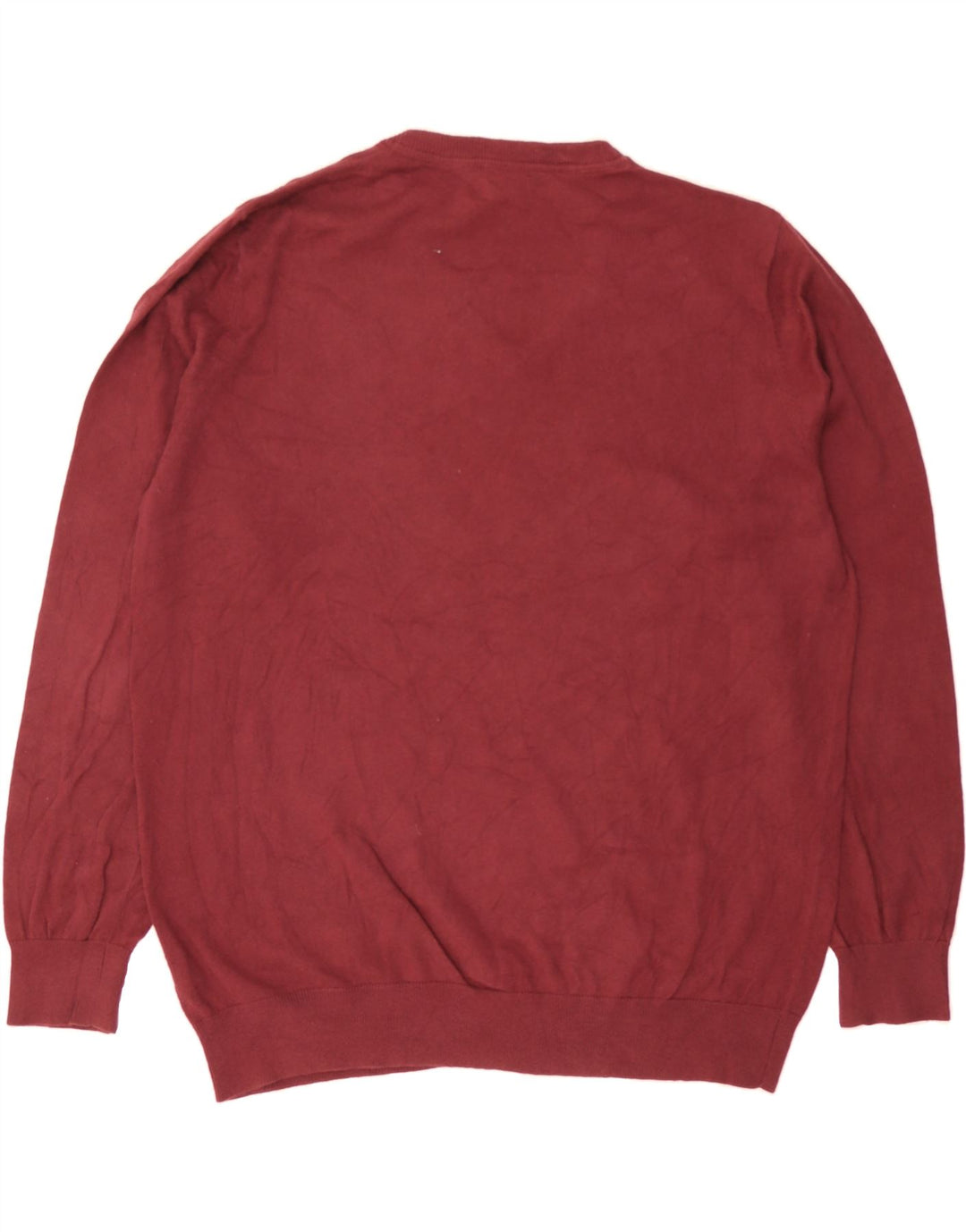 L.L.BEAN Mens V-Neck Jumper Sweater XL Burgundy Cotton Vintage L.L.Bean and Second-Hand L.L.Bean from Messina Hembry 