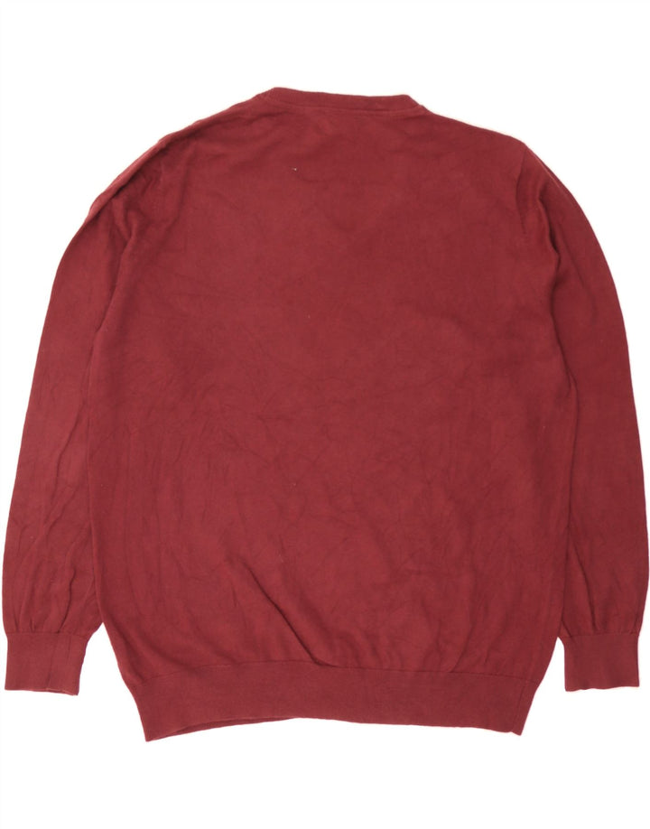 L.L.BEAN Mens V-Neck Jumper Sweater XL Burgundy Cotton Vintage L.L.Bean and Second-Hand L.L.Bean from Messina Hembry 