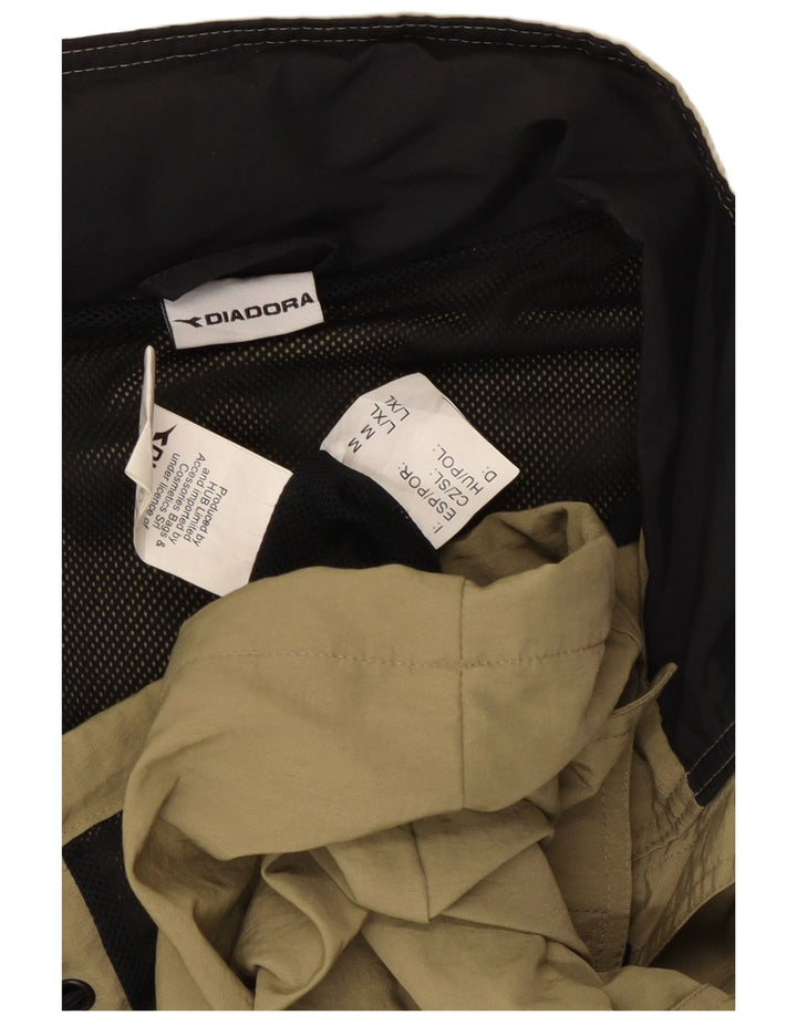 Jaqueta de chuva masculina Diadora com capuz UK 40 grande poliamida cáqui