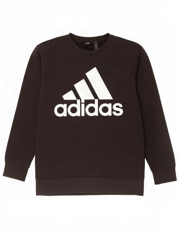 Adidas Mens Graphic Moletom Jumper Grande Algodão Preto