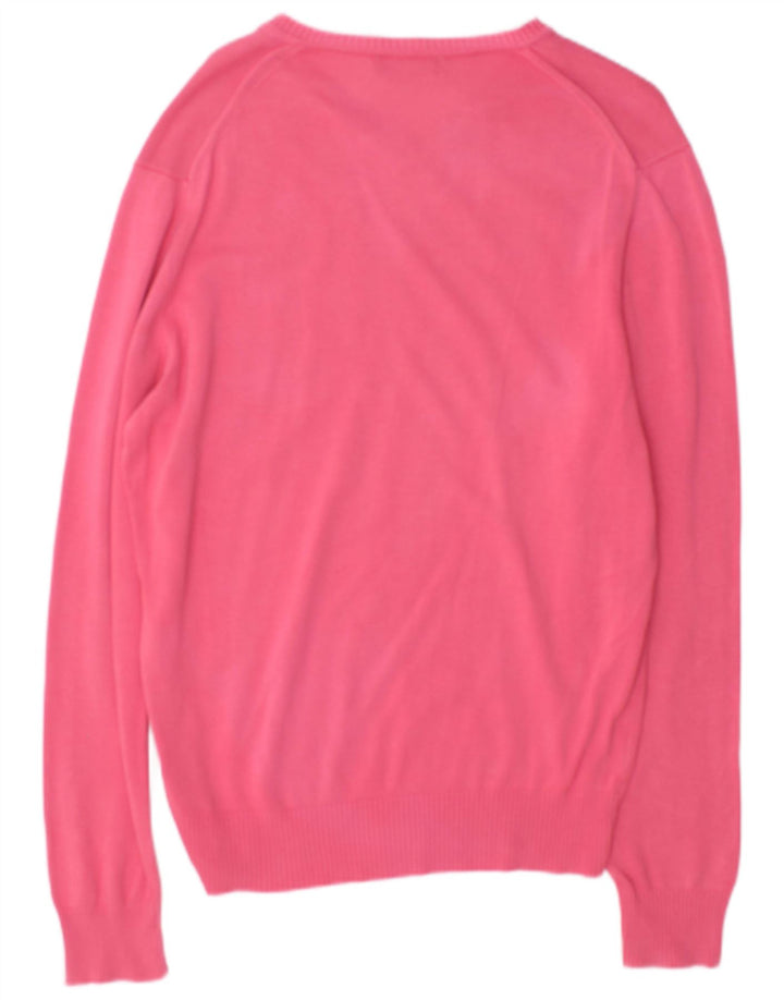 Zara Suéter masculino com gola V e algodão rosa médio