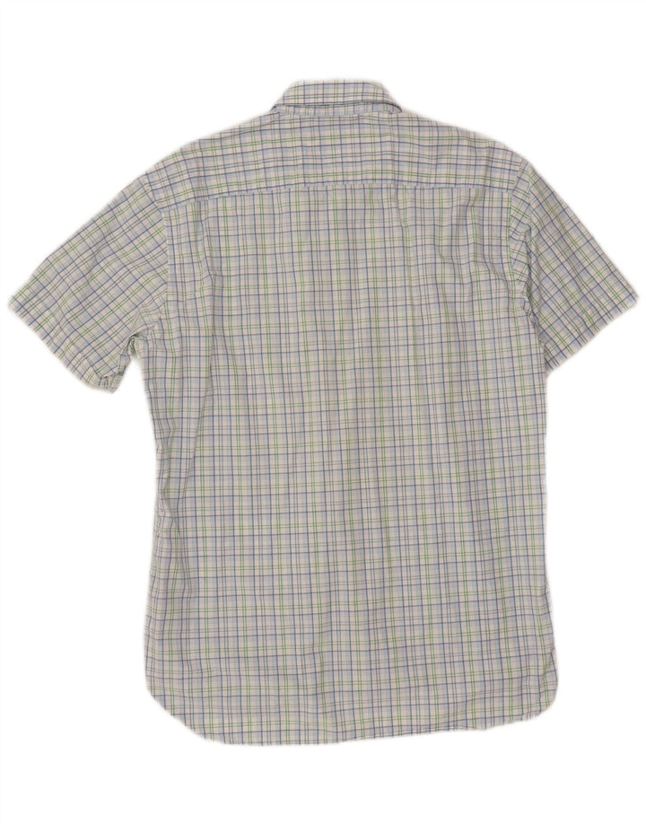 TOMMY HILFIGER Camisa masculina de manga curta grande algodão xadrez azul