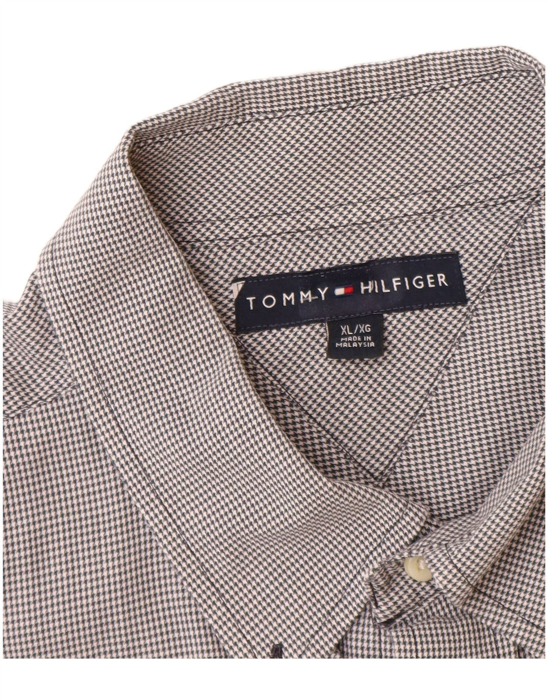 Camisa masculina Tommy Hilfiger XL cinza houndstooth algodão