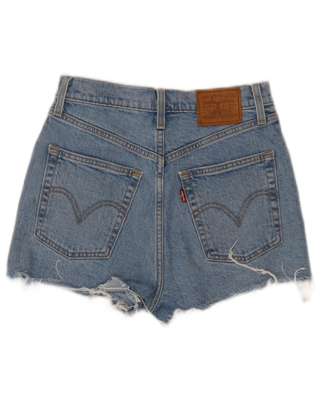 Shorts jeans feminino cintura alta com cintura alta LEVI'S W26 pequeno algodão azul
