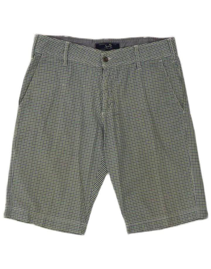 Shorts Chino Masculino Scout Grande W34 Algodão Xadrez Verde