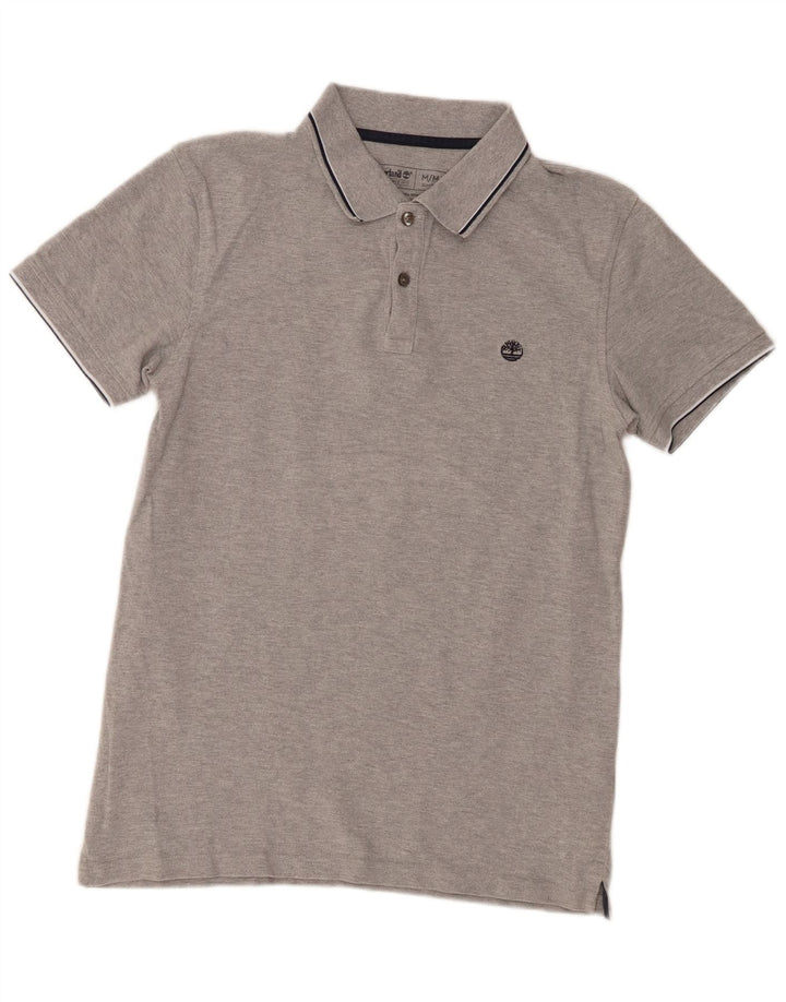 Camisa polo masculina Timberland Slim Fit cinza médio algodão