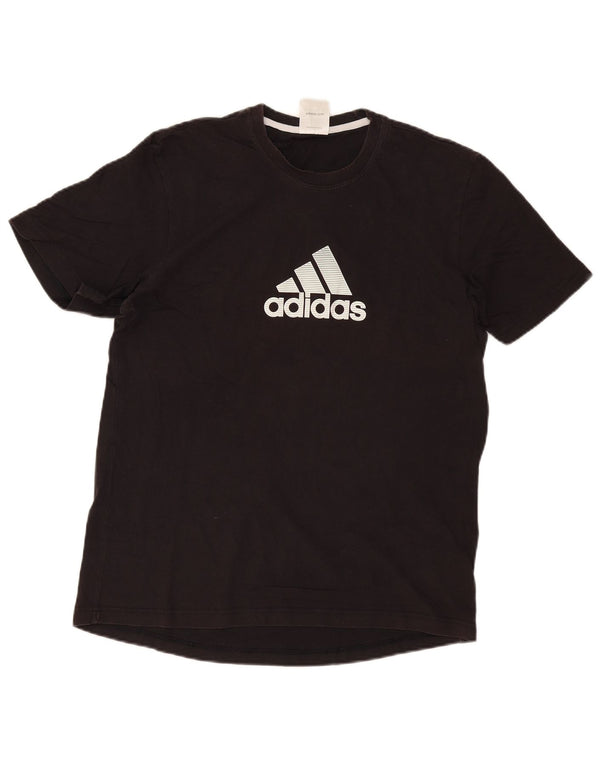 Adidas Mens Graphic T-Shirt Top UK 42/44 Grande Algodão Preto