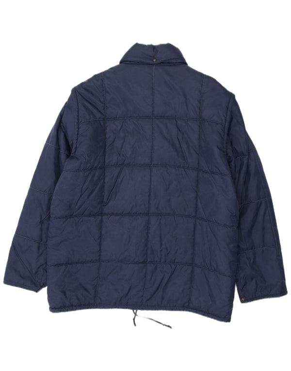 Jaqueta acolchoada masculina vintage UK 42 XL azul marinho