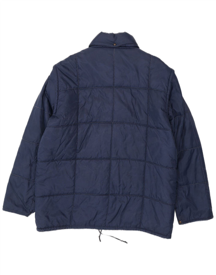 Jaqueta acolchoada masculina vintage UK 42 XL azul marinho