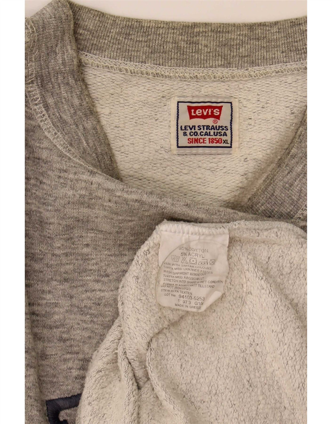 Moletom gráfico masculino Levi's Jumper XL cinza manchado de algodão