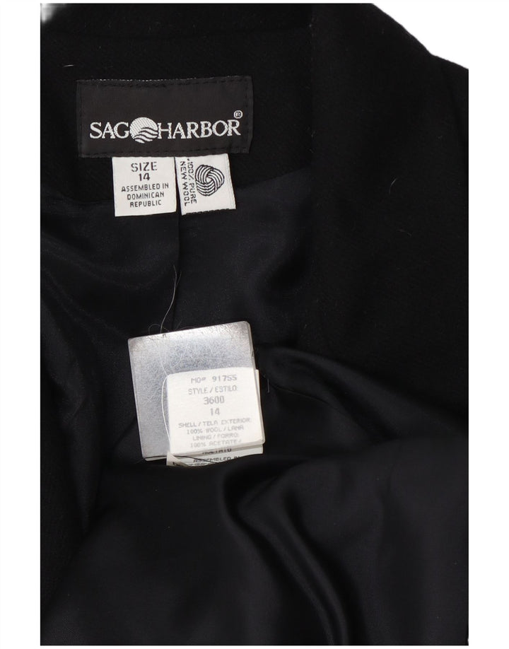 Jaqueta blazer feminina Sag Harbor com 1 botão Reino Unido 14 grande lã preta