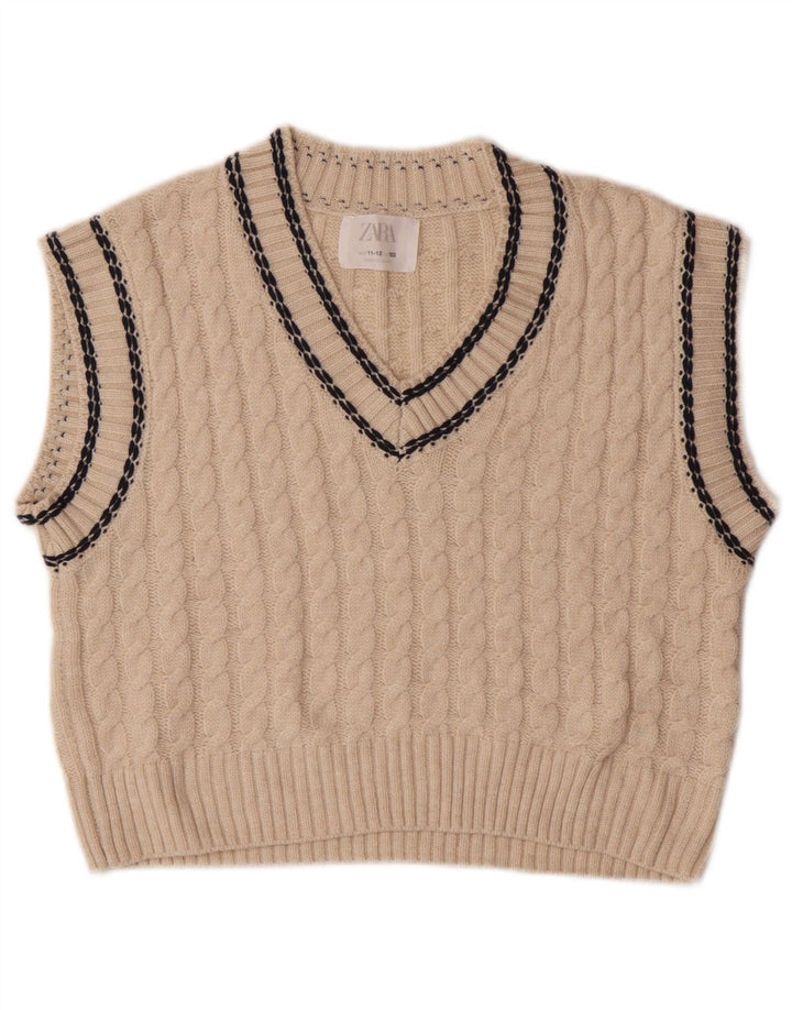 Zara Girls Vest Tank Top 11-12 anos Off White Poliéster