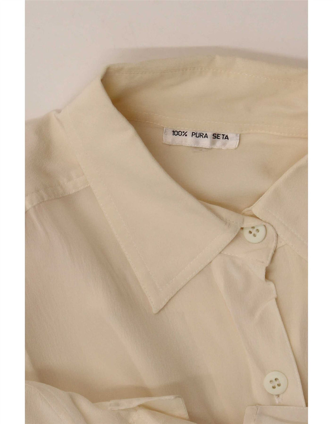 Blusa feminina vintage UK 12 seda branca média