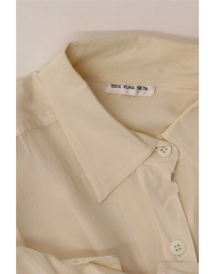 Blusa feminina vintage UK 12 seda branca média