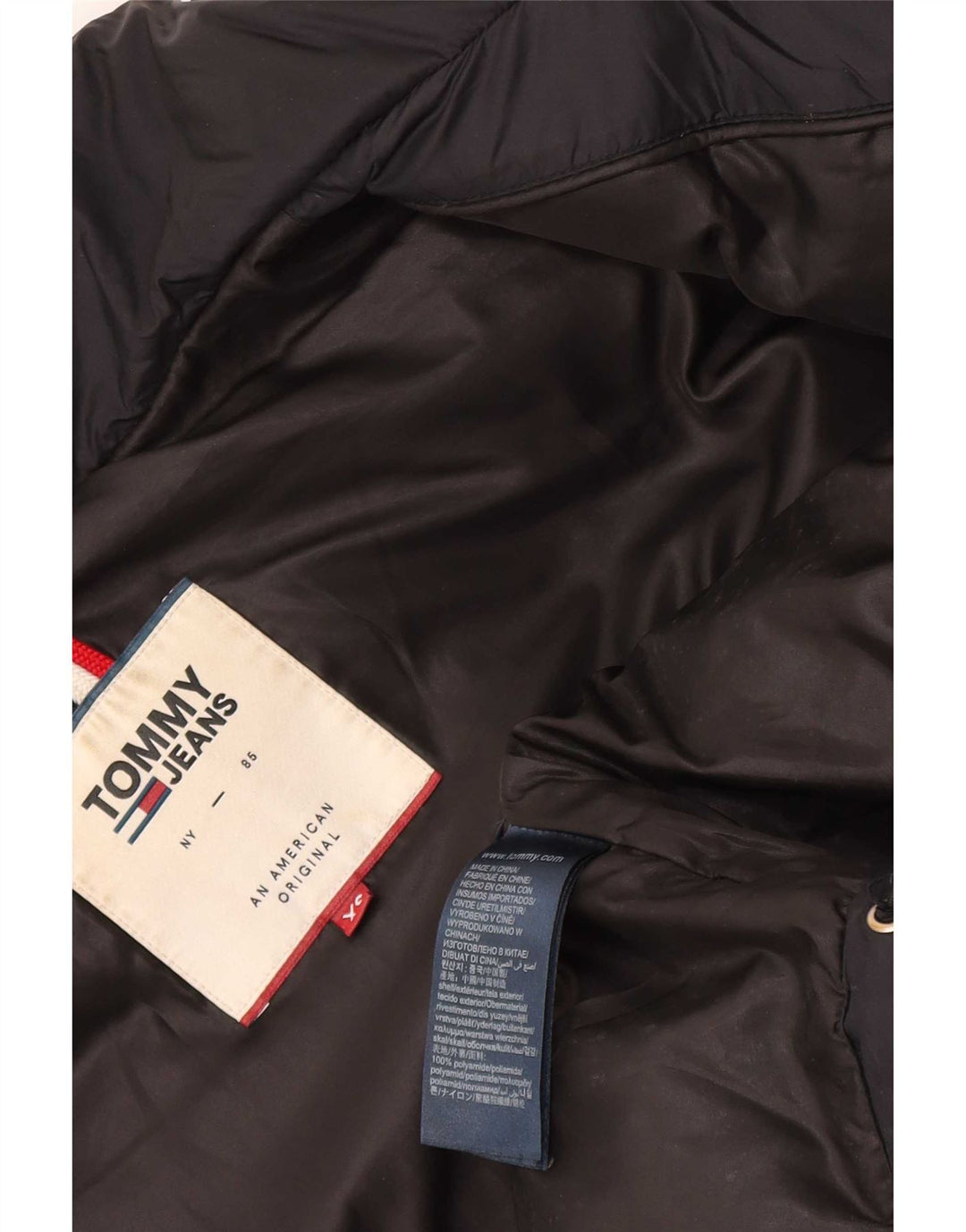 Jaqueta acolchoada masculina Tommy Hilfiger UK 34 XS poliamida preta