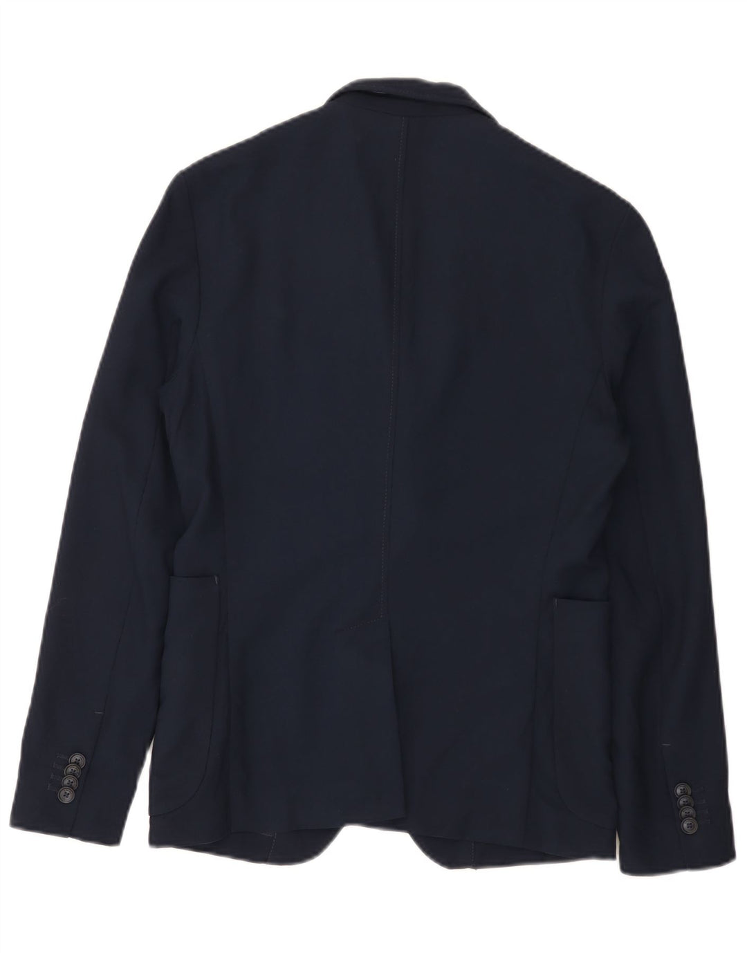 Jaqueta blazer masculina Zara com 2 botões UK 36 poliéster azul marinho pequeno