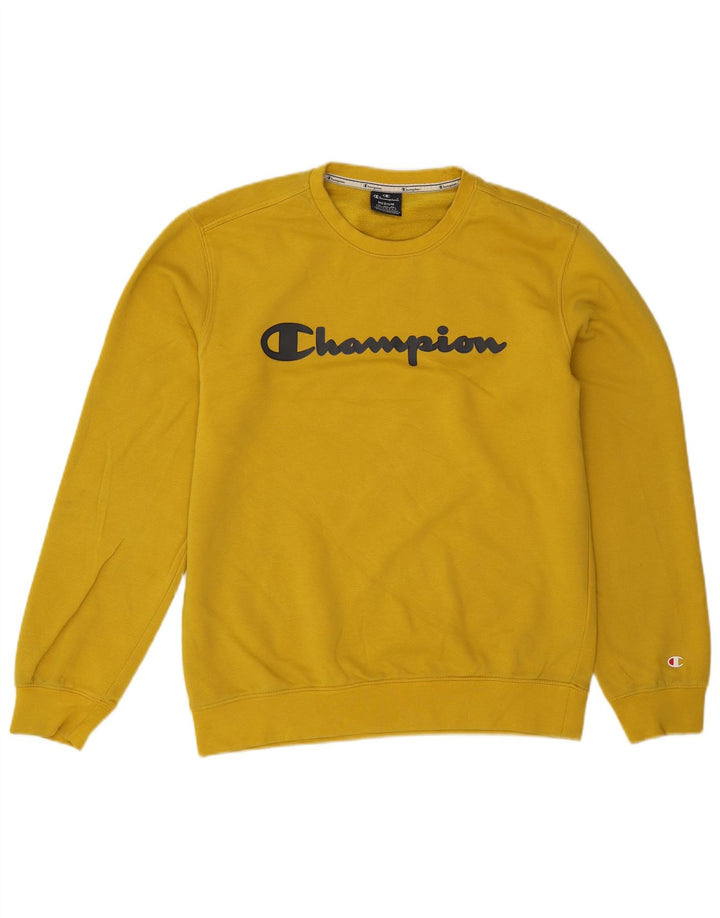 Champion masculino gráfico moletom jumper médio algodão amarelo