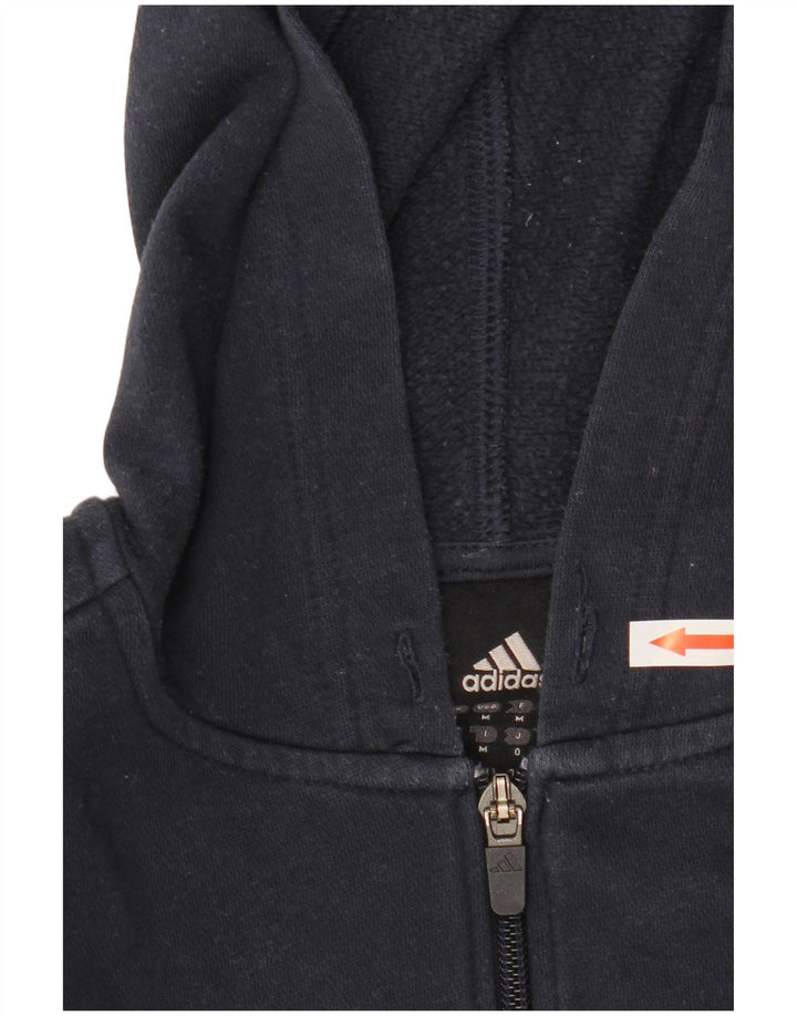 Adidas masculino zip moletom com capuz médio algodão azul marinho