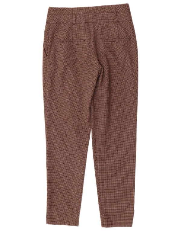 Calça Chino Cônica Feminina Zara XS W24 L28 Marrom Houndstooth Poliéster